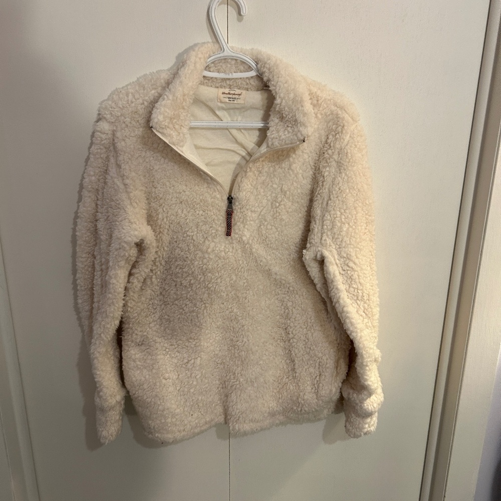 Original Weatherproof Vintage Women’s Sherpa Cream 1/4 Zip Pullover Size M